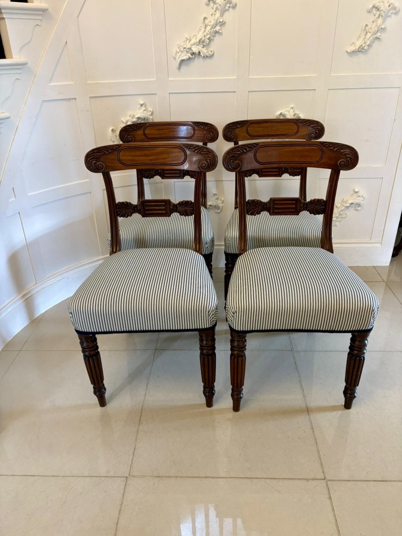 Set of 4 Antique Regency Quality Carved Mahogany Dining Chairs - Image 2
